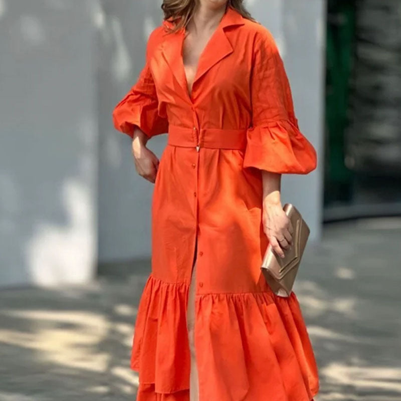2023 Summer Fashion Women's Long Dress with Bell Sleeves