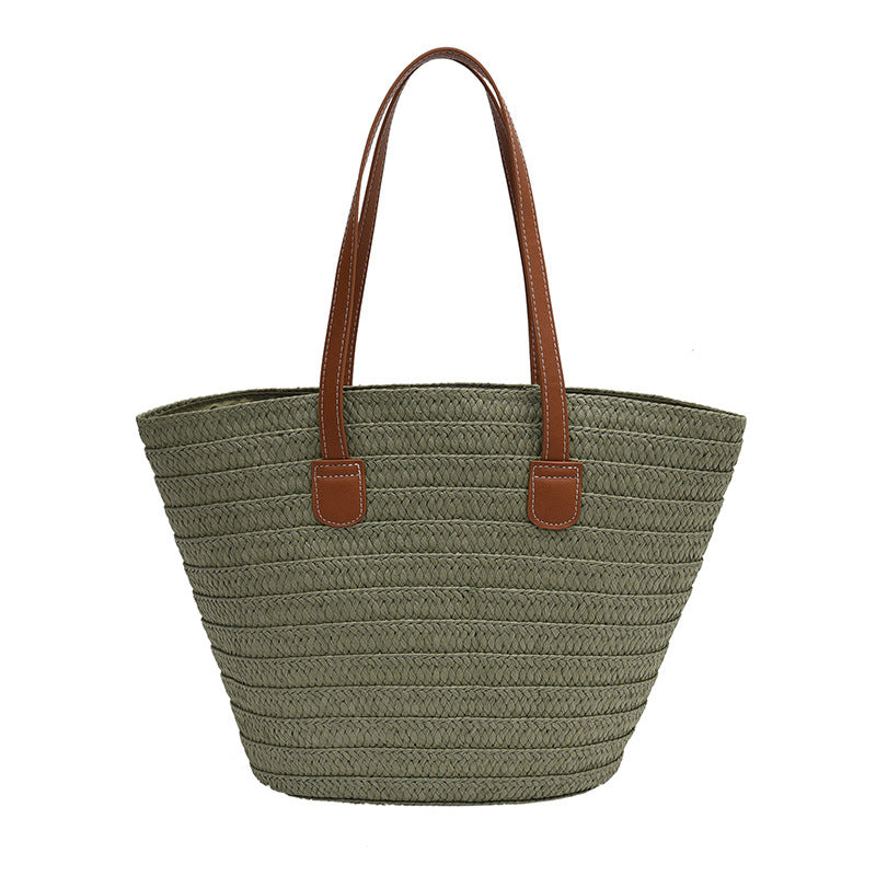 Large Capacity Woven Tote Bag - Stylish Summer Design