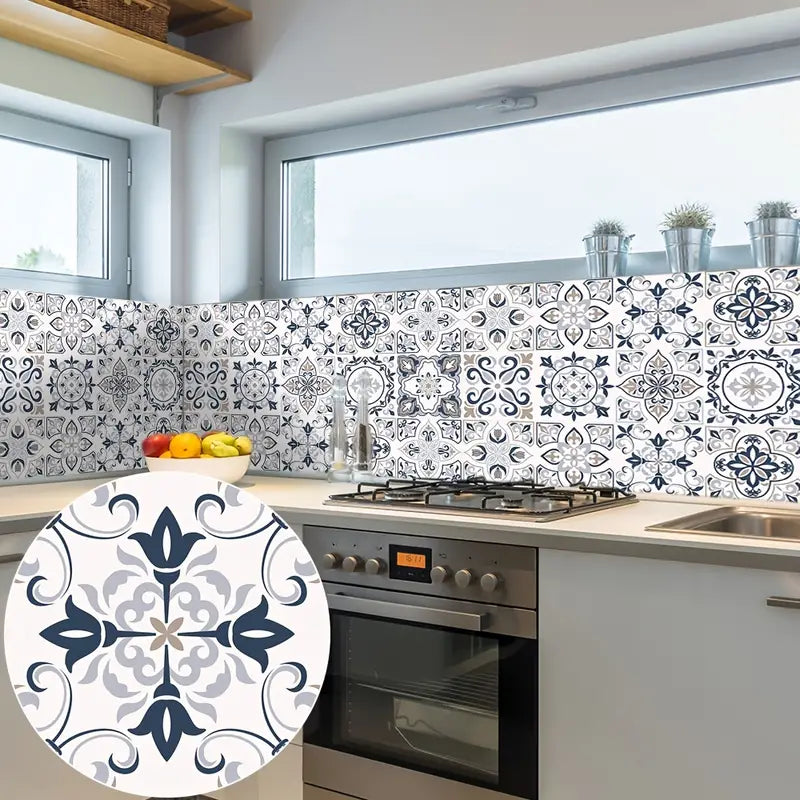 10pcs Vintage Tile Stickers for Bathroom & Kitchen Decor