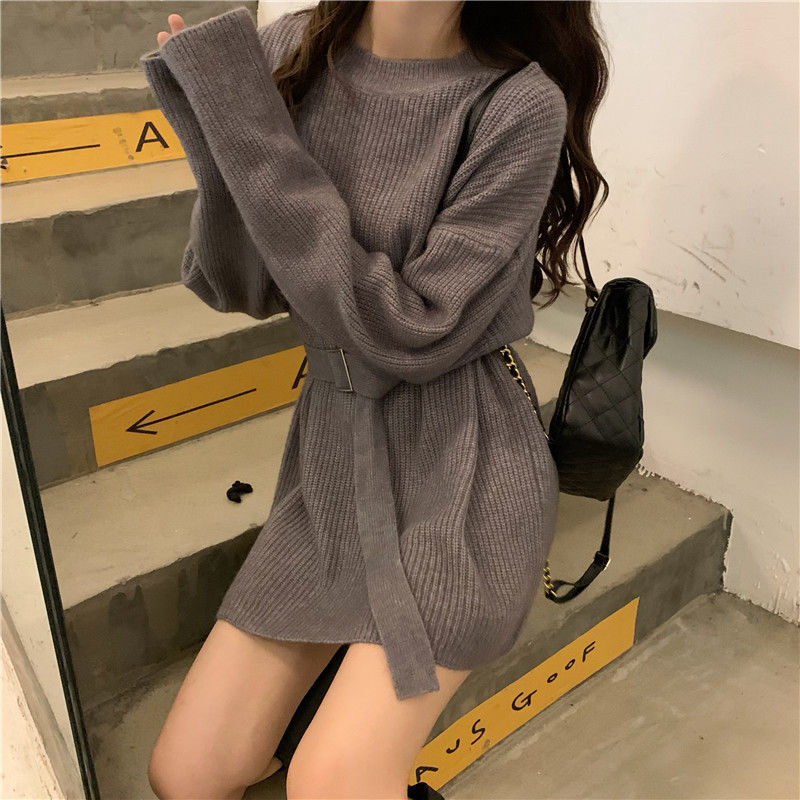 Fashionable Waist-Defined Sweater Dress for Women 2023