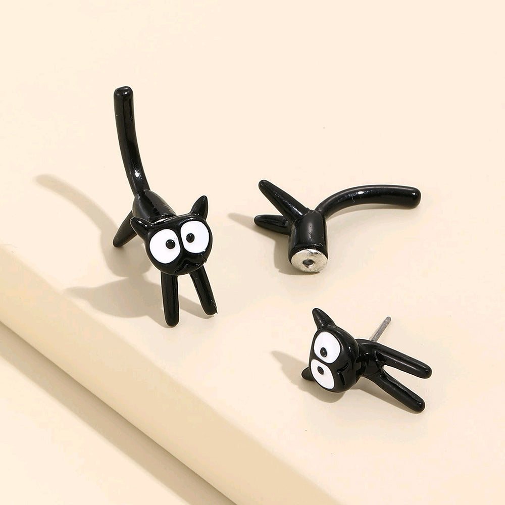 Cute Black Cat Earrings for Women - Ins Style Design