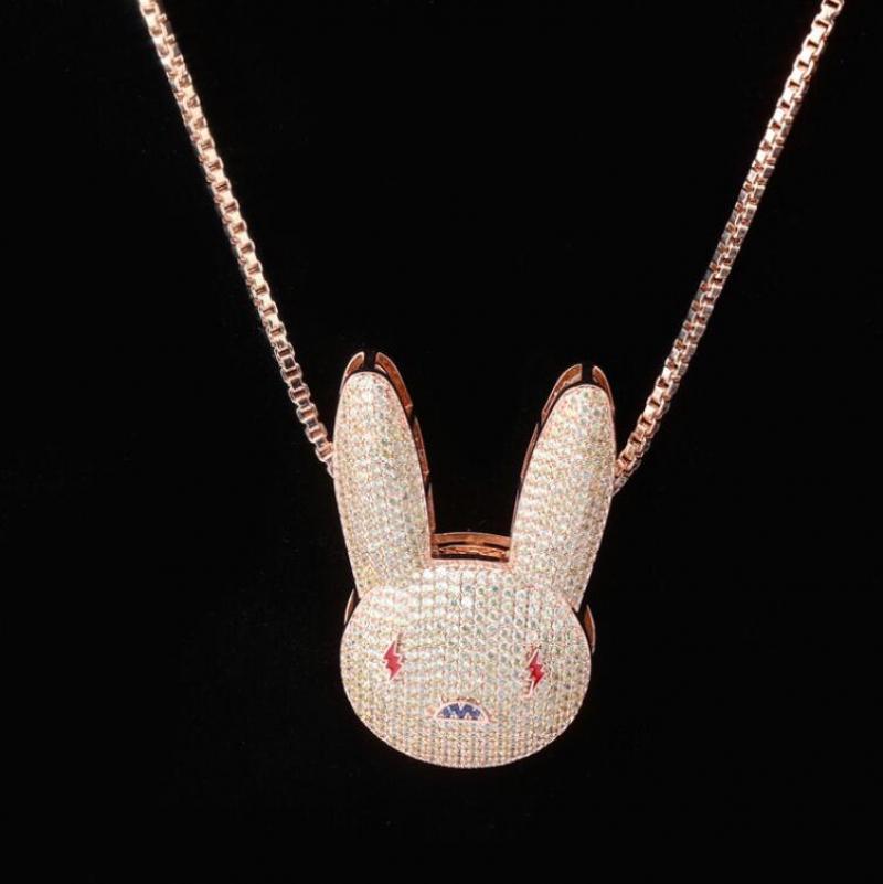 Hip Hop Fashion Zircon Rabbit Pendant Necklace