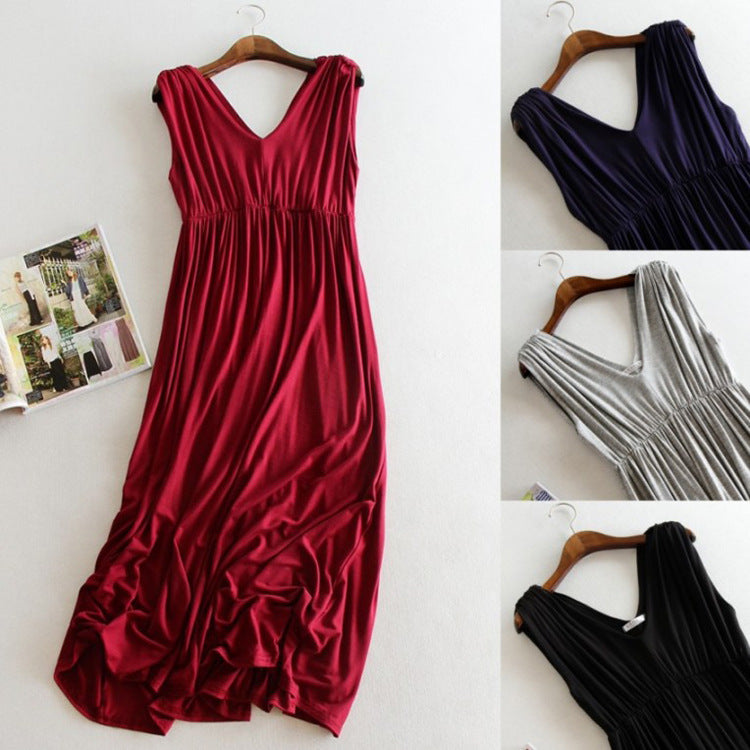 Summer Fashion Modal Loose Sleeveless Long Dress