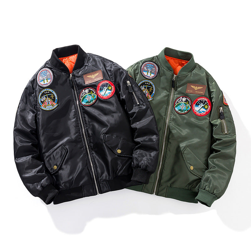 Men's Winter Pilot Jacket with Embroidered Badge