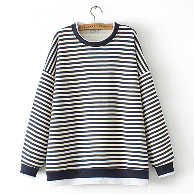 Plus Size Velvet Striped Two-Piece Sweater for Women