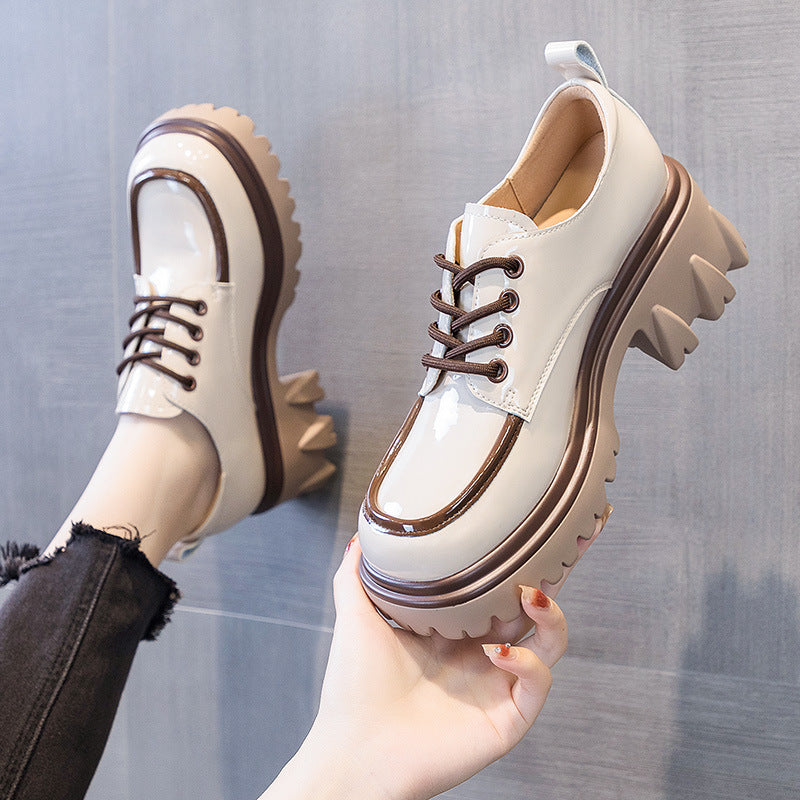 "Trendy Color Block Chunky Heeled Loafers for Women"