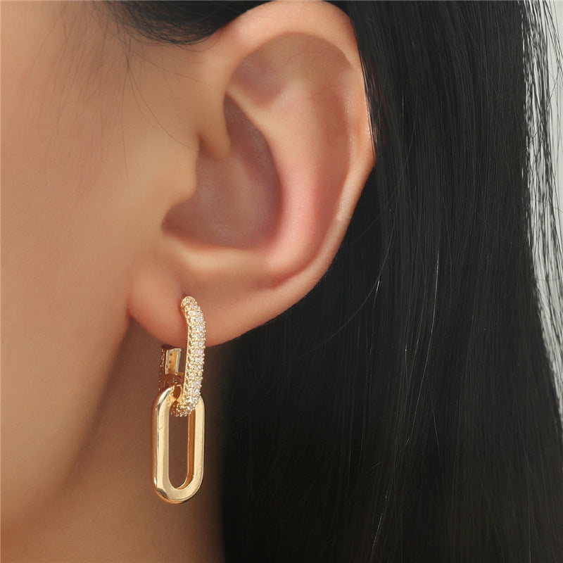 Trendy Two-Part Copper Earrings with Unique Design