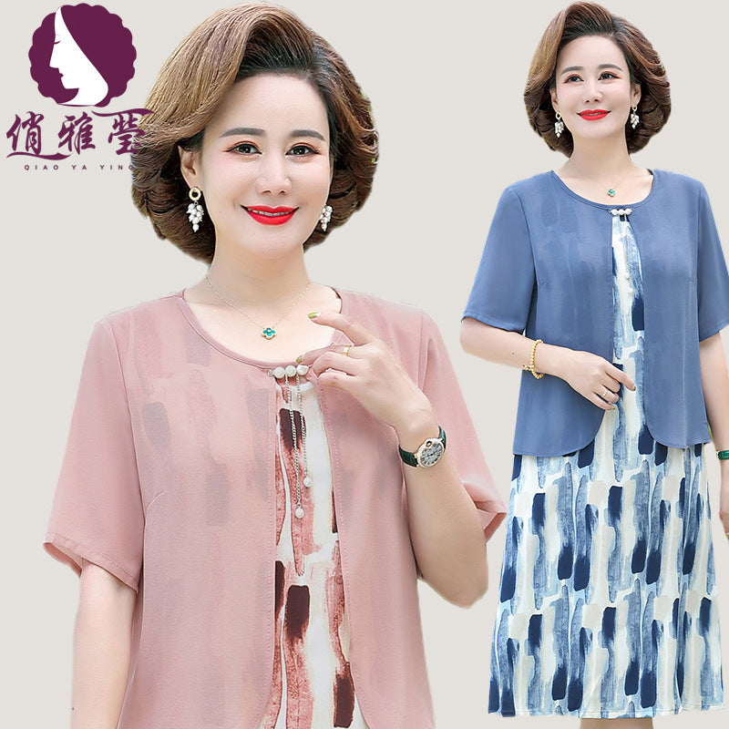 Elegant Plus Size Two-Piece Summer Dress for Moms