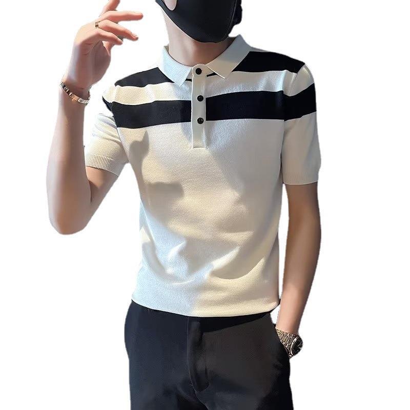 Summer Short Sleeve Polo Shirt for Men, Breathable Knit