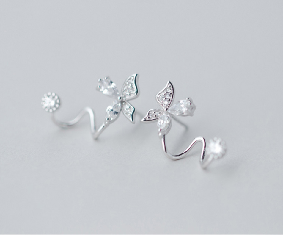 Diamond Butterfly Stud Earrings
