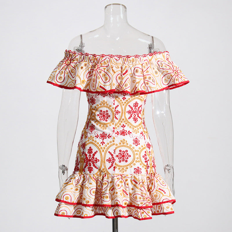 Spring 2024 Sexy Off-Shoulder Ruffle Dress