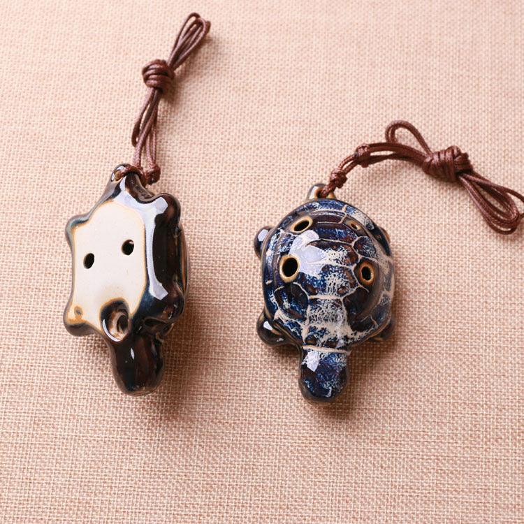 6-Hole Ceramic Ocarina in C Key - Portable Turtle Design