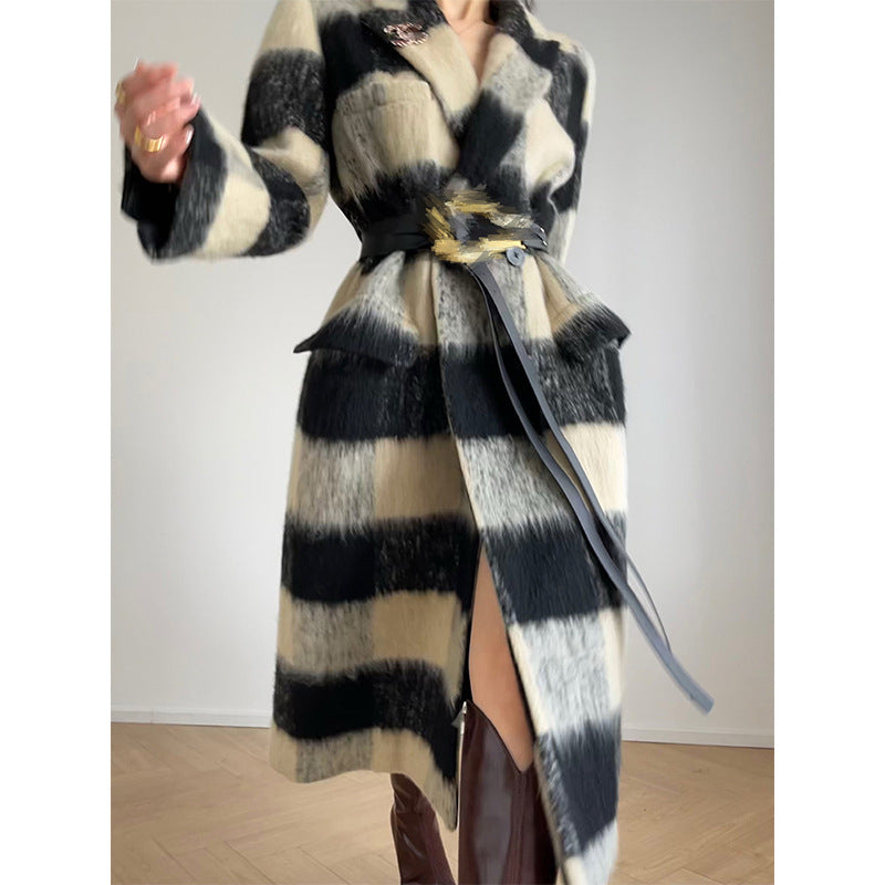 2023 Fashion Vintage Plaid Wool Coat for Women