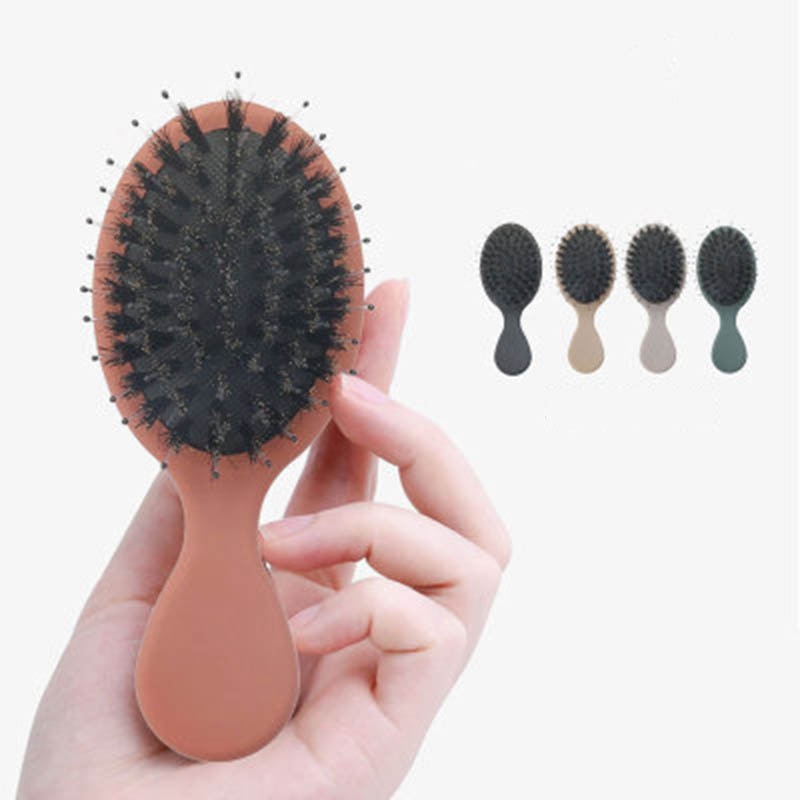 Mini Portable Pig Bristle Comb for Long Hair Care