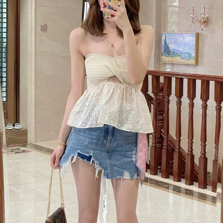 2022 Fashionable Casual Knitted Embroidered Top