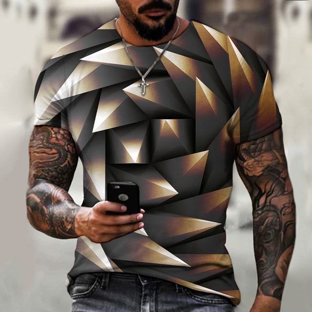 3D Hip Hop O-neck Short Sleeve T-Shirt for Men