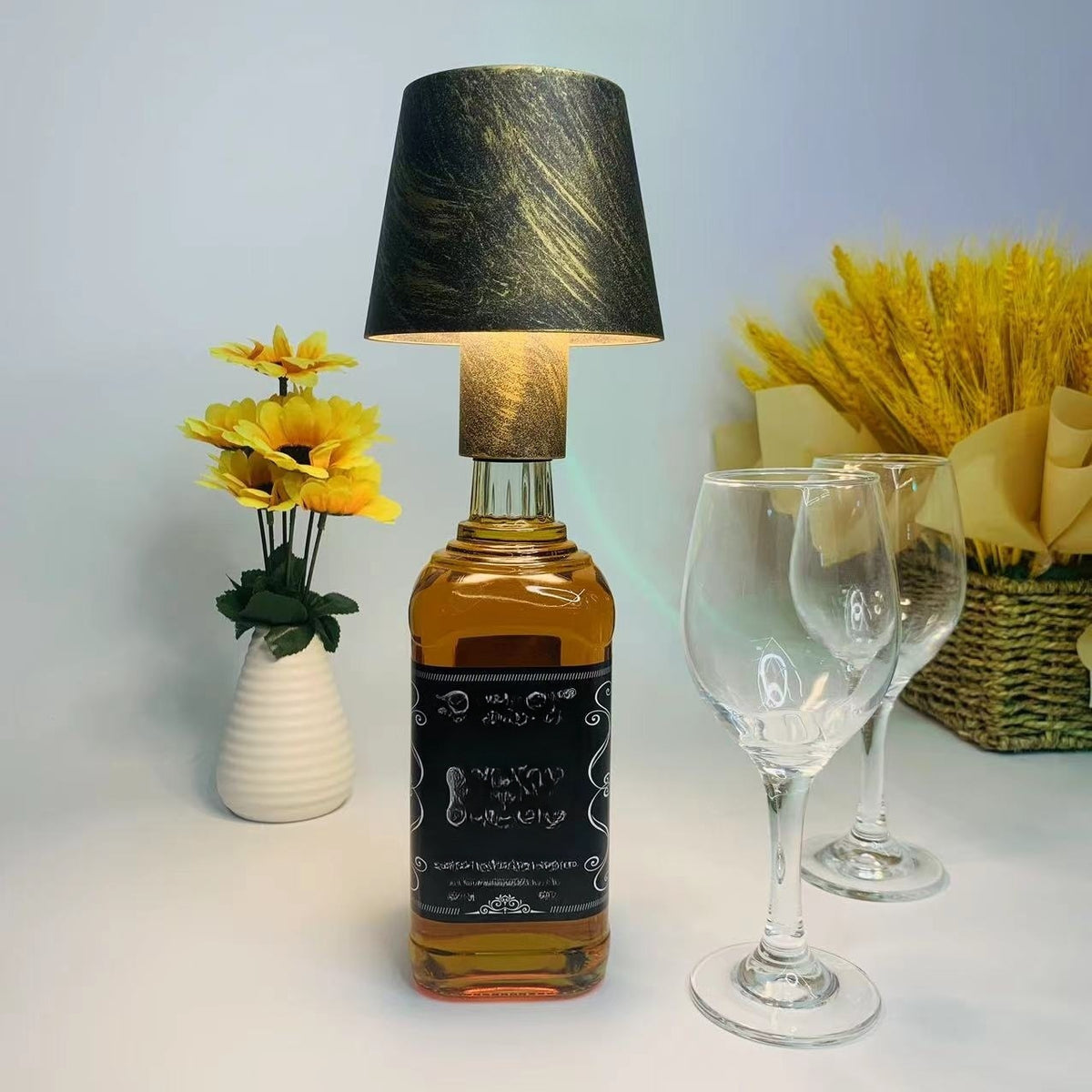 Creative Portable Wine Bottle Table Lamp for Bars