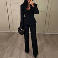2023 Fall Women's Slim-Fit Solid Color Suit Set