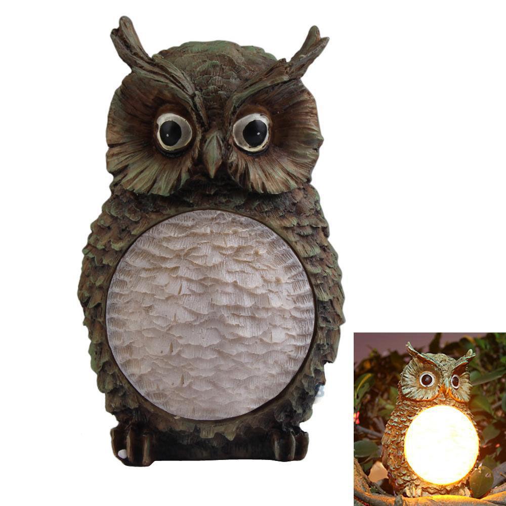 Solar Owl LED Garden Light with Resin Design