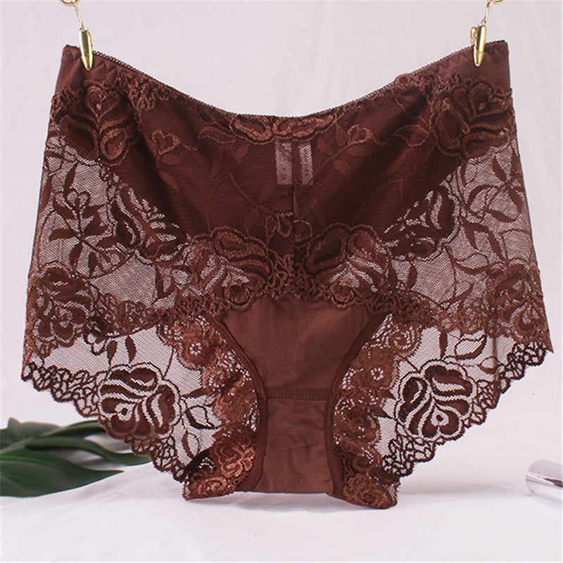 "Mid-High Waist Lace Seamless Hip-Lifting Briefs"