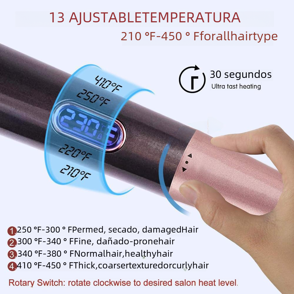 Spiral Hair Curler with Automatic Temperature Control