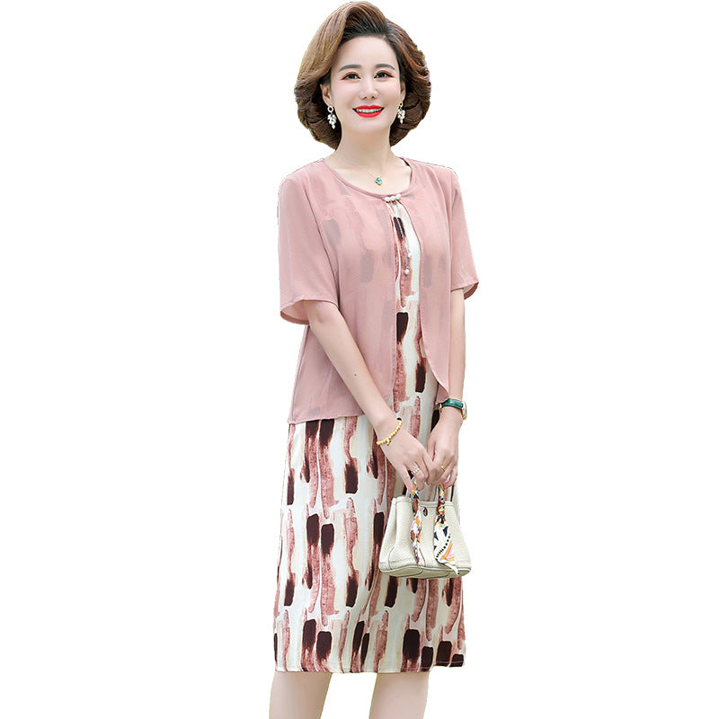 Elegant Plus Size Two-Piece Summer Dress for Moms