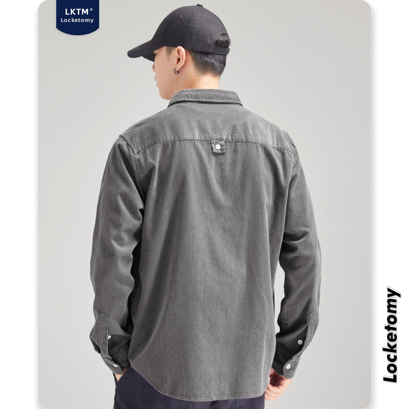 LKTM Men's Corduroy Shirt - Oversized Long Sleeve Top
