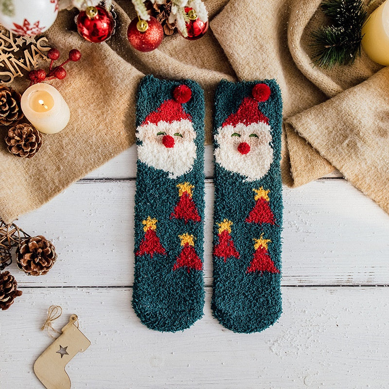 Cozy Cute Coral Fleece Plush Sleep Socks