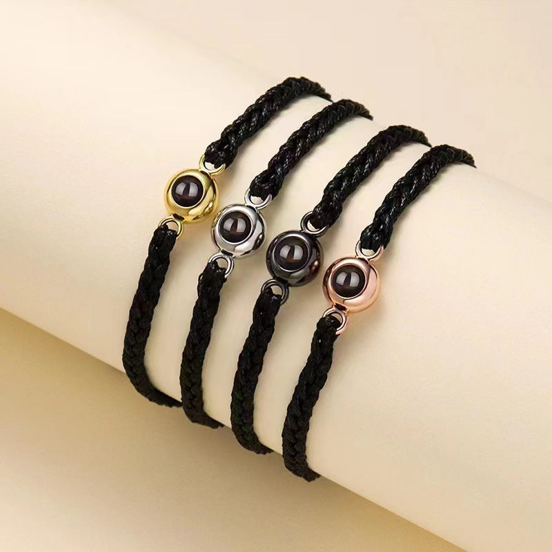 Custom Titanium Steel Beaded Projection Bracelet (100 Languages)