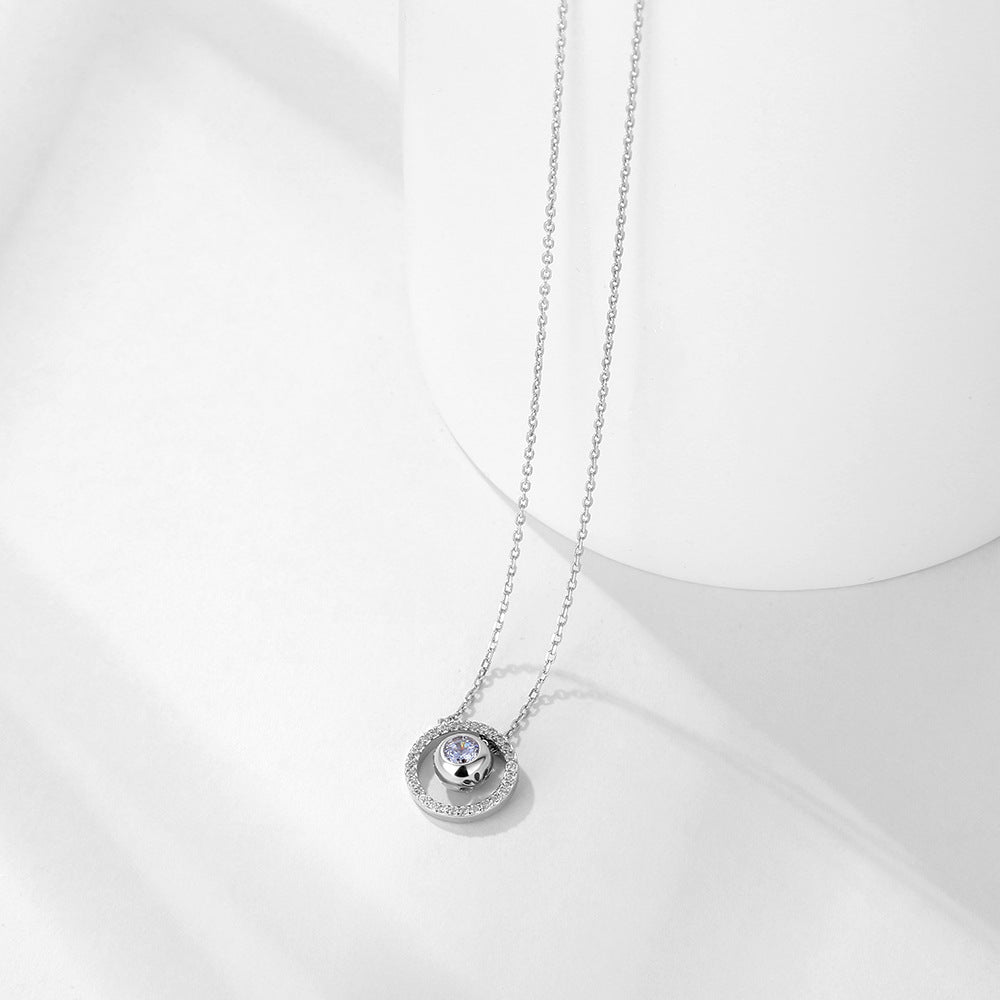 Creative Design Hollow Globe Zircon Silver Necklace