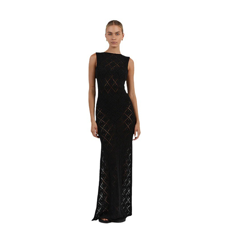 New Women’s Sexy Sheer Knitted Lace Maxi Dress