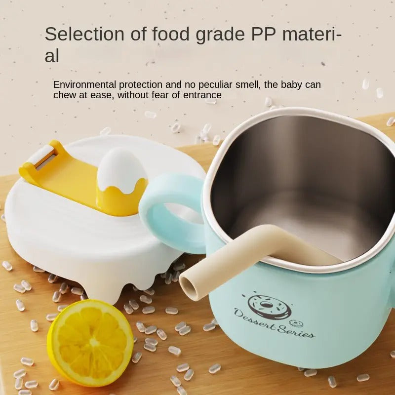 316 Stainless Steel Baby Milk Cup with Graduated Straw