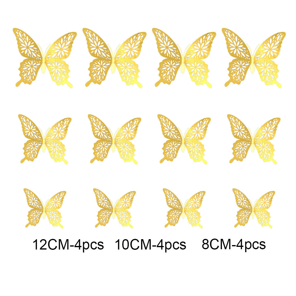 12pcs 3D Hollow Butterfly Wall Stickers for Decor