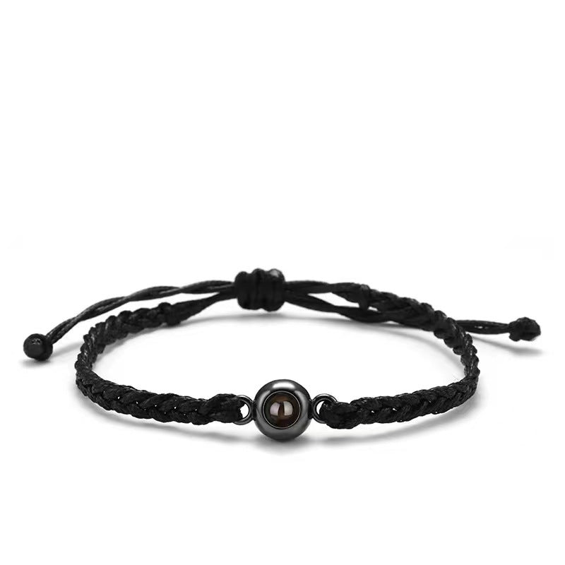 Custom Titanium Steel Beaded Projection Bracelet (100 Languages)