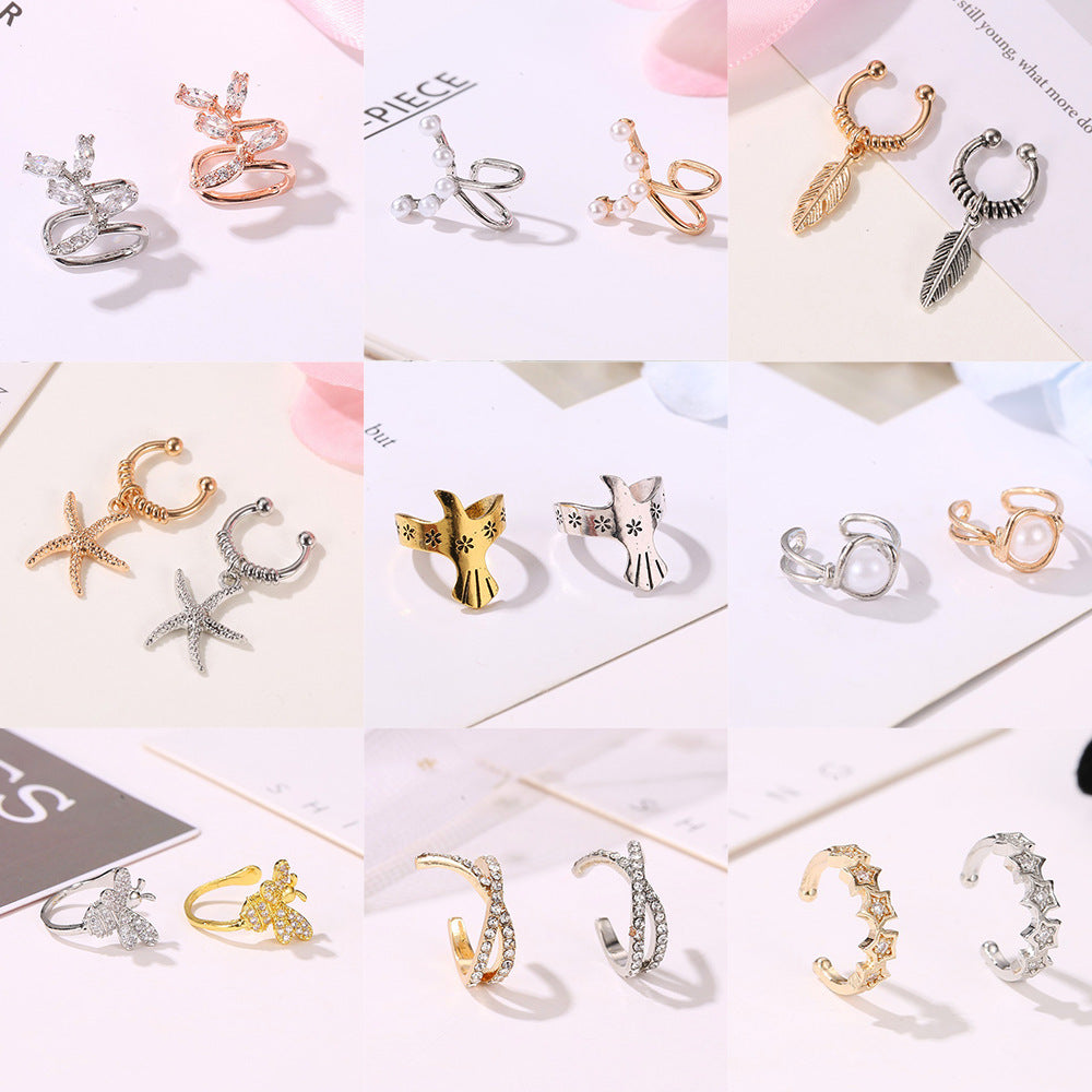 Retro Minimalist Leaf Ear Cuff Earrings for Non-Pierced