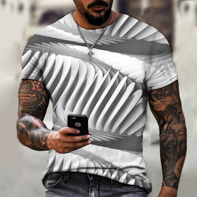 3D Hip Hop O-neck Short Sleeve T-Shirt for Men