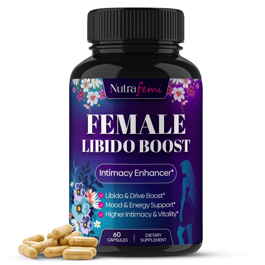 Nutrafemi #1 Fast Acting Highly Effective Libido Booster for Women-Female Libido Booster for Hormonal Balance Mood & Drive - with Maca Root Ginseng Tribulus Gingko & Ashwagandha - 60 Capsules