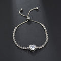 Expandable Bracelet with Zircon Heart Design