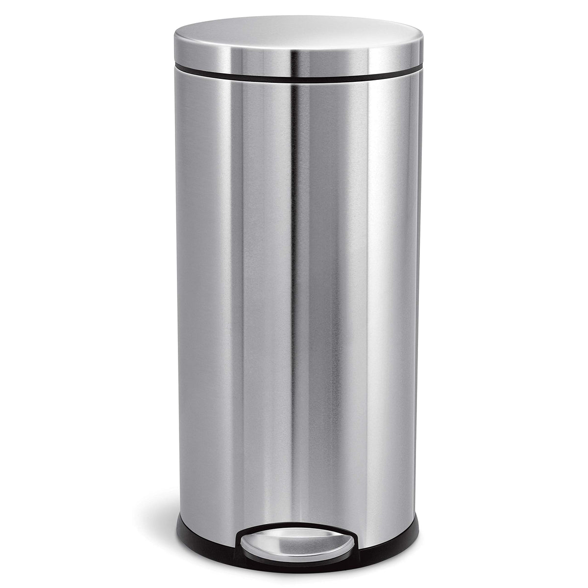 simplehuman 30 Liter / 8 Gallon Round Step Trash Can Brushed Stainless Steel