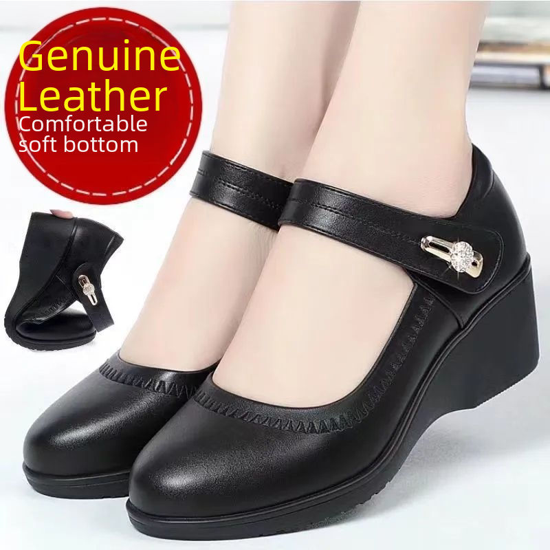 High-Quality Soft Leather Slip-On Shoes for Moms