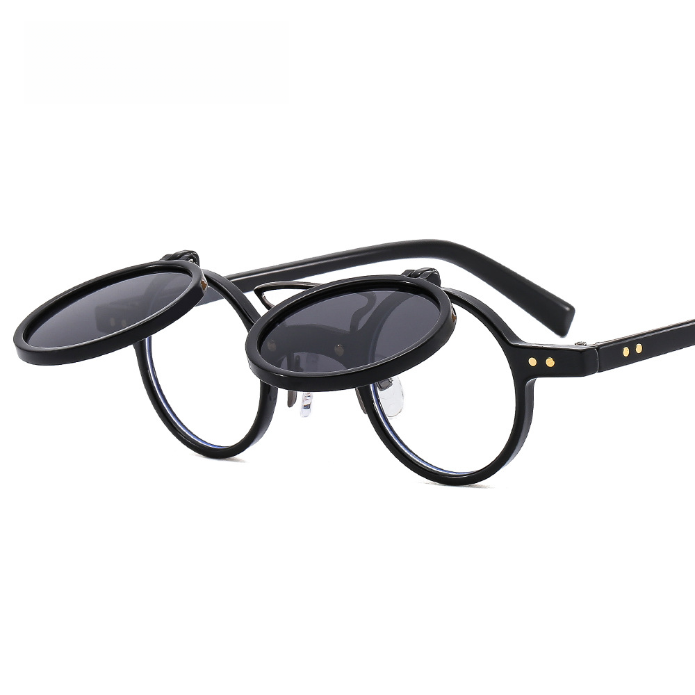 T307 Punk Round Frame Double-Layer Sunglasses