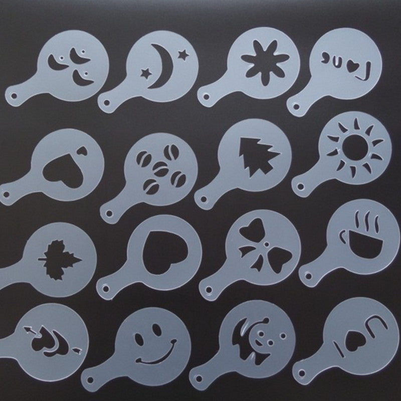 16-Piece Coffee Stencil Set for Latte Art