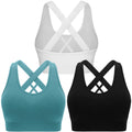 Double Couple Sports Bras for Women Padded High Impact Seamless Criss Cross Back Workout Tops Gym Activewear Bra Large