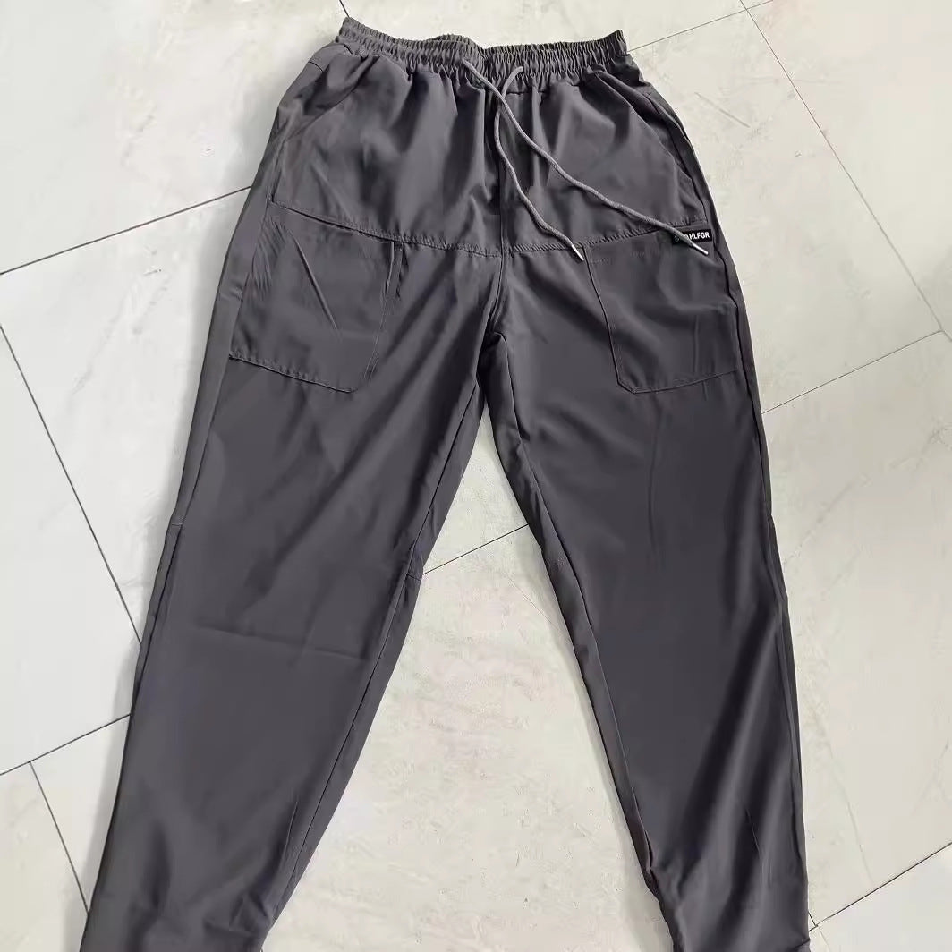 2023 Summer Ice Silk Men’s Casual Pants with Pockets