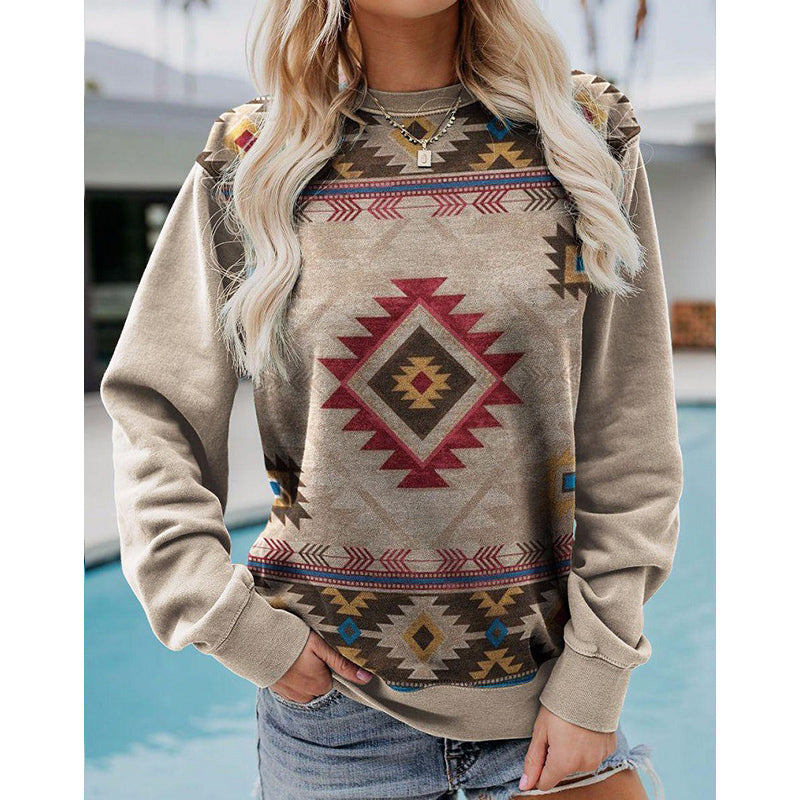 Vintage Western Style Women's Sweatshirt - Casual Pullover