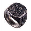 Vintage Silver-Look Square Men's Statement Ring