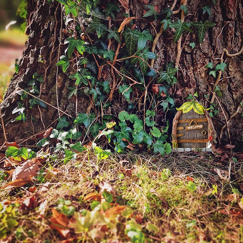 Miniature Fairy Gnome Door Figurines for Garden Decor