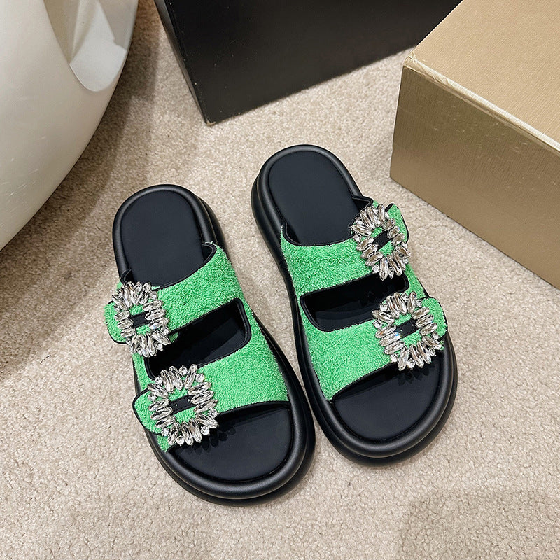 2023 Women's Fashion Suede Platform Slide Sandals