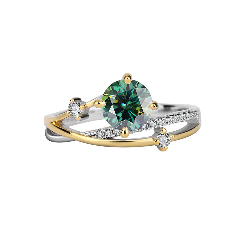 1 Carat Four-Prong Moissanite Silver Ring for Women