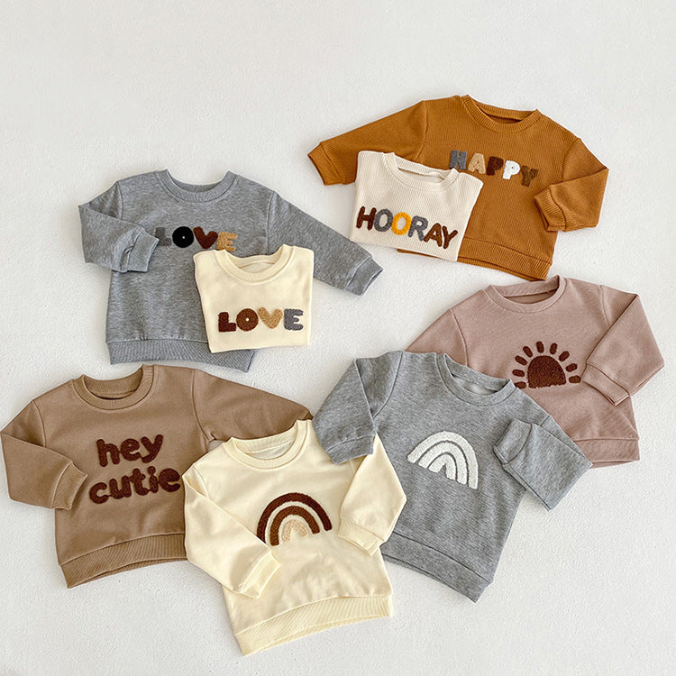 Korean Style Cotton Round Neck Sweatshirt for Kids